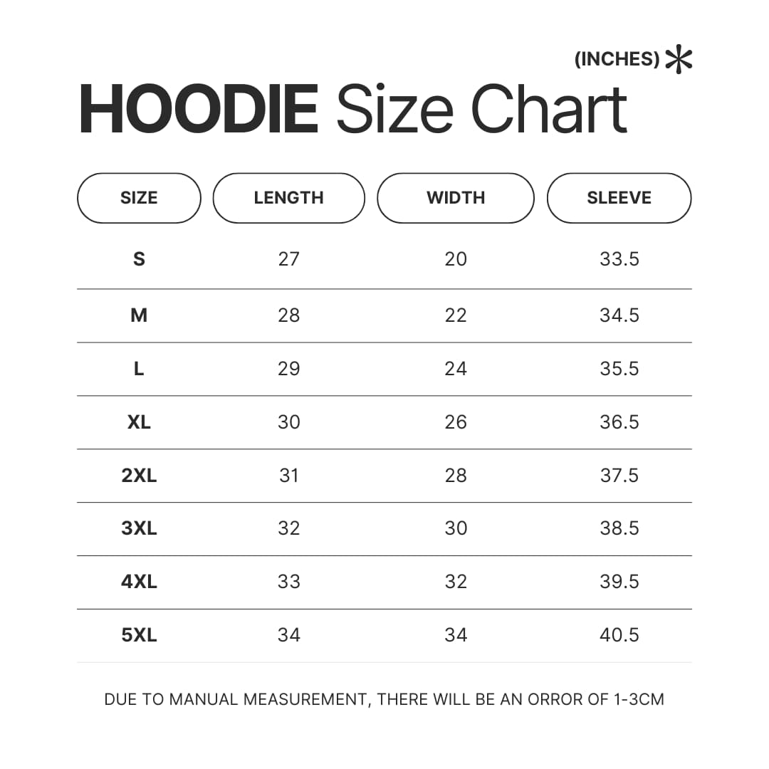 Hoodie Size Chart - Chicken Run Merch