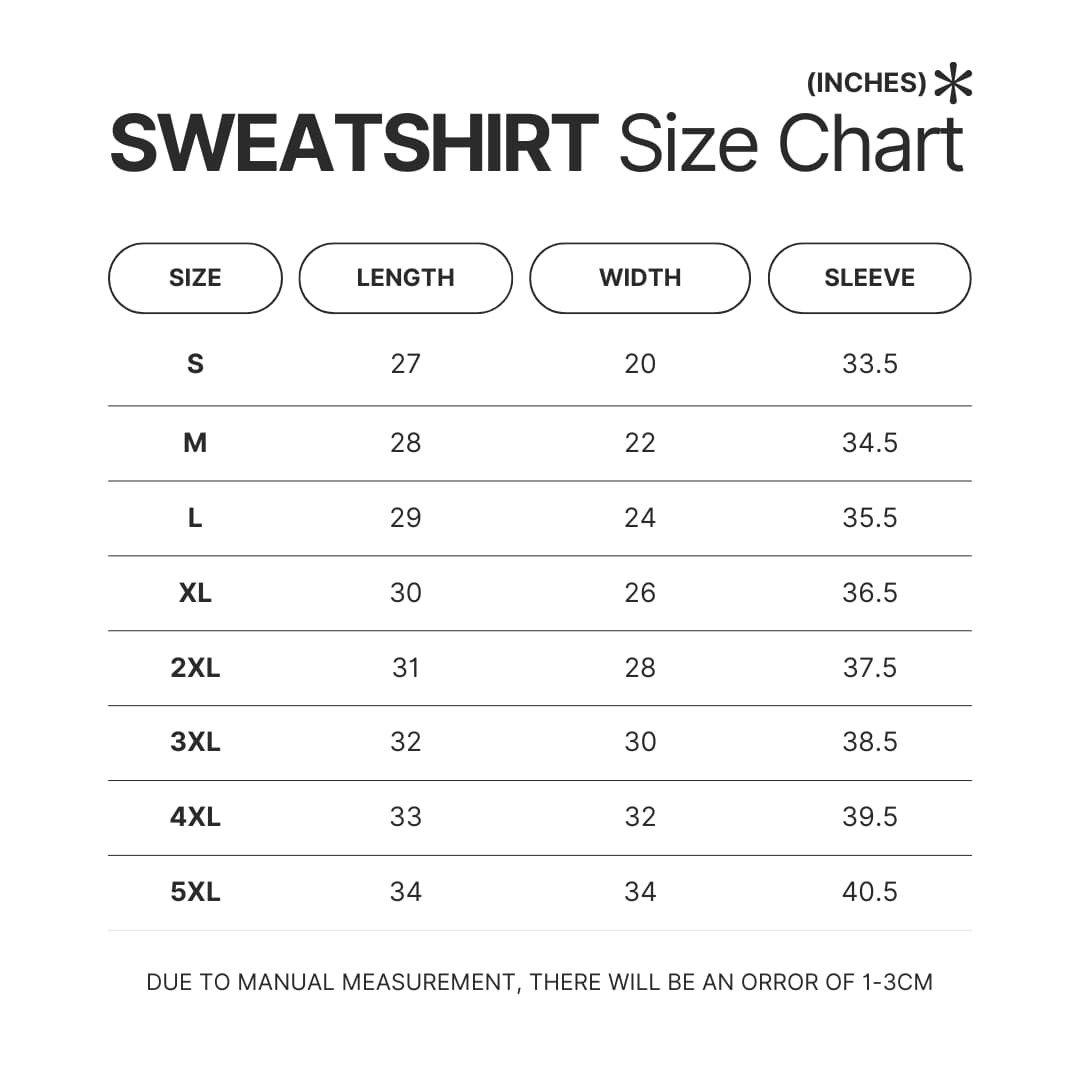 Sweatshirt Size Chart - Chicken Run Merch