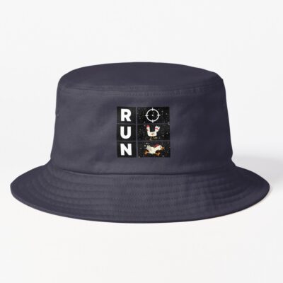 Chicken Running Away From The Target Funny Design Bucket Hat