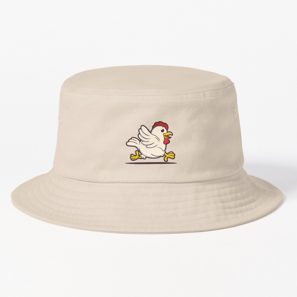 Funny Running Chicken Cartoon Vector Bucket Hat
