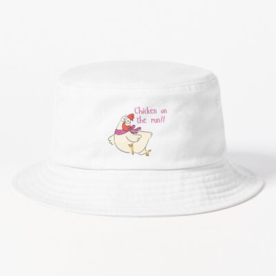 Chicken On The Run Funny Cartoon Chicken Bucket Hat