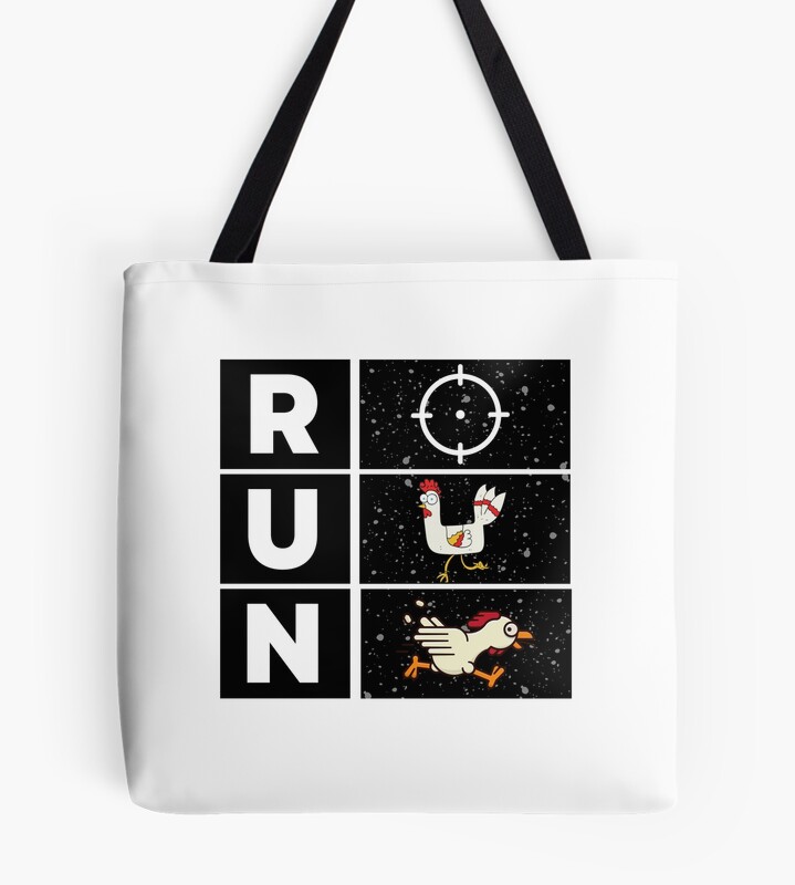 Chicken Running Away From The Target Funny Design Tote Bag