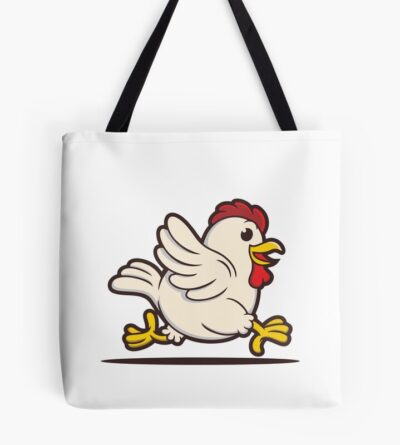 Funny Running Chicken Cartoon Vector Tote Bag