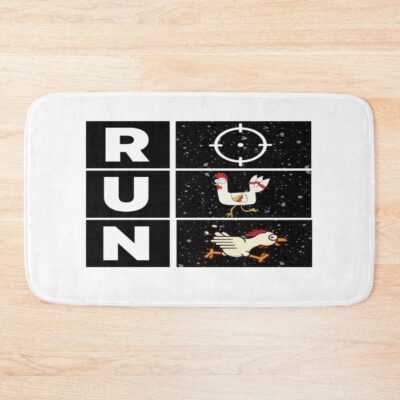 Chicken Running Away From The Target Funny Design Bath Mat