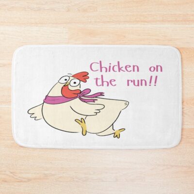 Chicken On The Run Funny Cartoon Chicken Bath Mat