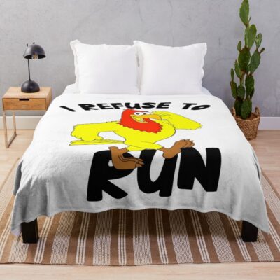 I Refuse To Run Running Chicken Memes Throw Blanket