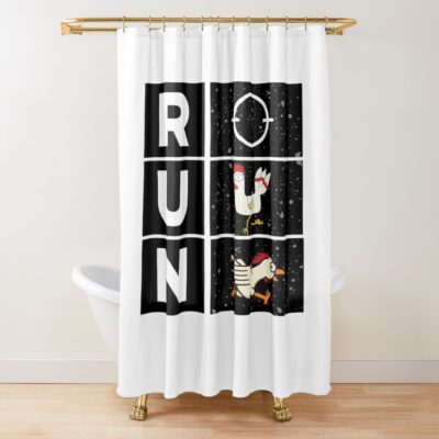 Chicken Running Away From The Target Funny Design Shower Curtain