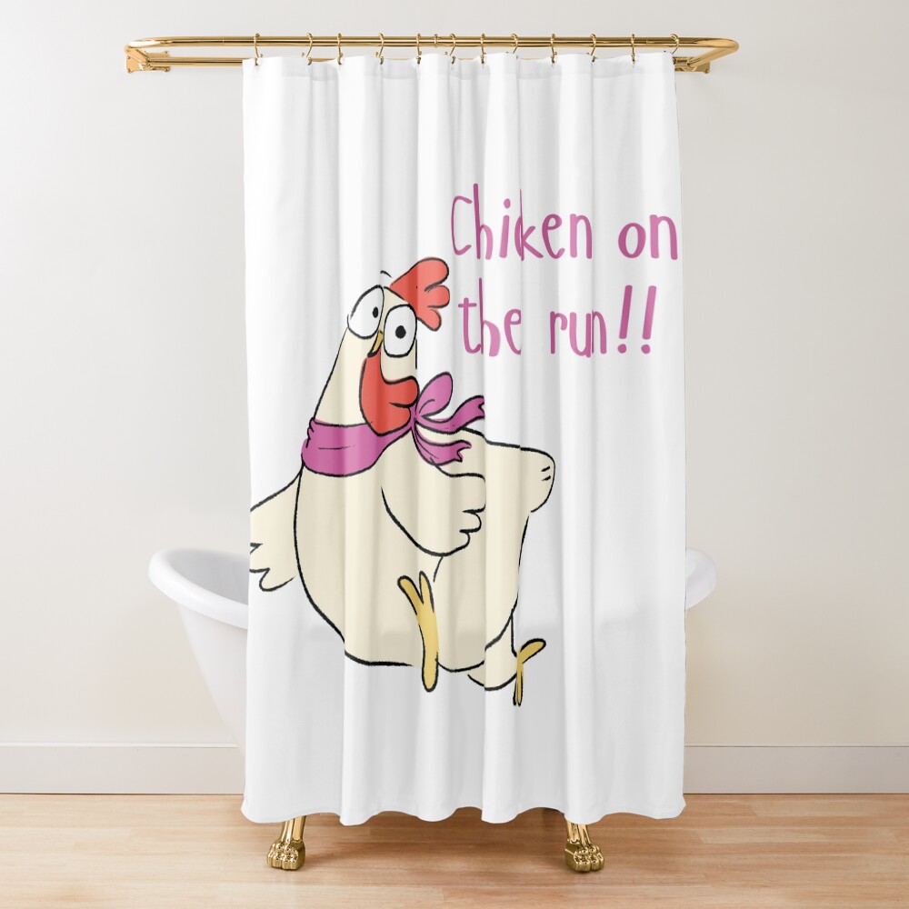 Chicken On The Run Funny Cartoon Chicken Shower Curtain