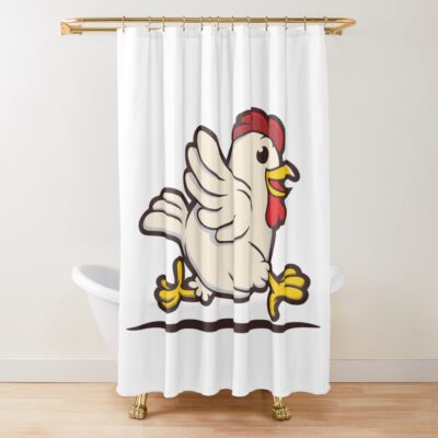 Funny Running Chicken Cartoon Vector Shower Curtain