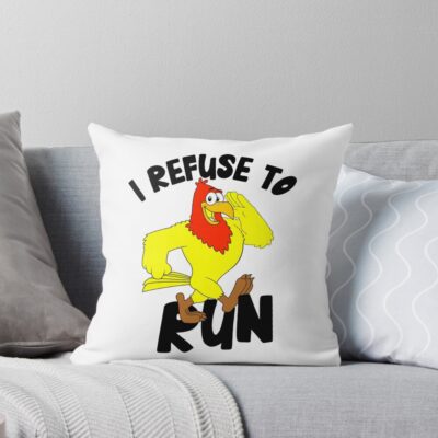 I Refuse To Run Running Chicken Memes Throw Pillow