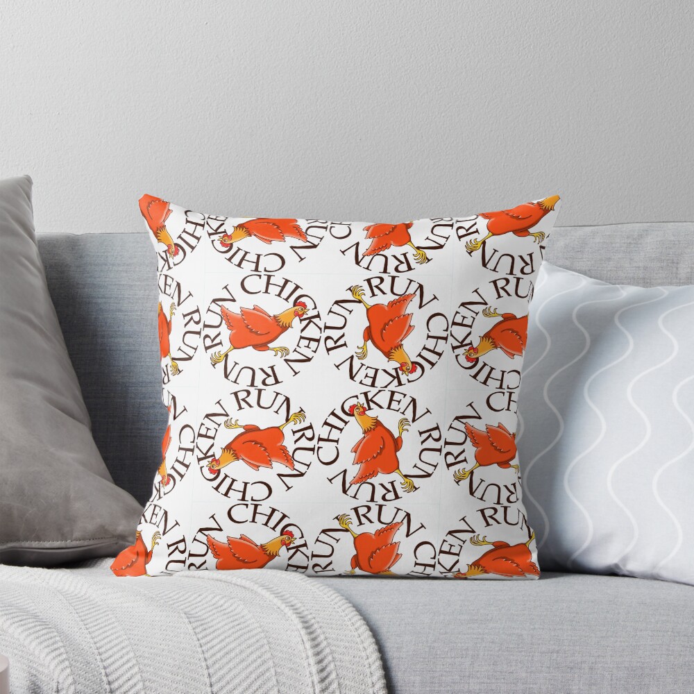Run Chicken Run Throw Pillow