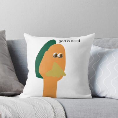 God Is Dead Chicken Run Throw Pillow
